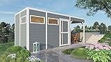 Alpholz Gartenhaus Holz Gerätehaus Unterstand Design Cube Lounge mit Fussboden und Anbau Schlepp