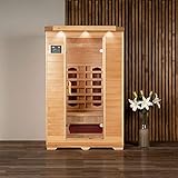 Home Deluxe – Infrarotkabine REDSUN M - Keramikstrahler, Hemlocktanne, Maße: 120 x 105 x 190 cm I Infrarotsauna für 2 Personen, Sauna, Infrarot, Kab