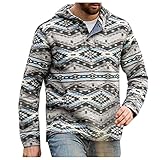 3D Jacquard Vintage Herren Hoodie Retro Sweatshirt Nordische Mythologie Stamm Drucken Kapuzenpullover Übergroße Ethnic Boho Drucken Freizeitjacke Männer Hoodies Pullover mit Tasche Kapuzenjack