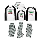 Uninevp Frauen Weihnachten Pyjamas Grün Kariertes Weihnachtsschlafanzüge Familie Outfit Set Weihnachtsmotiv Auto Schneemann Christmas Weihnachts Schlafanzug Damen Herren Kinder Baby Hausanzug