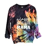 AGOUWUCHE Langarmshirt Sweatshirt Damen Rundhals Mode Drucken Pullover Oberteile Frauen Casual Rundhals Bluse T-Shirt Tops Herbst Lange Ärmel Freizeit T Shirts Tunik