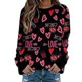 Hekbaep Süßes Mädchen Sweatshirt Langärmelig Rundhalsausschnitt Freizeithemd Pullover Pulli 2022 Valentinstag Bluse Sweatshirt Oberteile Teenager Mädchen Lange Ärmel Pullover (Rosa, S)