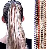 Whiie891203 Geometrische Lange Quaste Kette, Kopfschmuck Kopfkette, Moderne Farbe Strass Haarkette, Lange Strass Haarverlängerungskette Punk Hip-Hop Pferdeschwanz Quaste Kopfschmuck Weiß