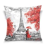 Linomo Kissenbezug 40x40 cm, Jahrgang Eiffelturm Paris Dekorative Kissenbezug Kissenhülle für Couch Sofa Bett H