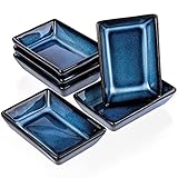 6 x Rechteckiges Saucenschälchen 8,8 x 6,2 x 2,3cm Dipschale Blau Fingerfood Set aus Porzellan Kinki (blau schattiert)