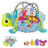 KINDEREO 3in1 Schildkröte Erlebnisdecke, Bällebad, Krabbeldecke, Spielbogen, Spieldecke, L