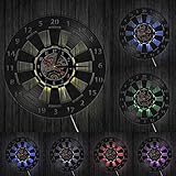 XDG Dartscheibe Darts Game Man Cave Spielzimmer Bar Pub Wanddekoration Arrows Target Bullseye's Vinyl Record Wanduhr Jungengeschenk (Size : 12 inches with LED)