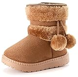 Vorgelen Kinder Wärme Gefütterte Schneestiefel Mädchen Winterschuhe Baby Rutschfest Stiefel Kleinkindschuhe Weichsohlen Schlupfstiefel (152 Braun/Größe: 32 EU = Etikett 33)