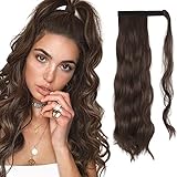 FESHFEN 60 cm Lang Gewickelt Pferdeschwanz Extensions Lockig Clip in Ponytail Wavy Curly Synthetik Haare Extensions Haarverlängerung Zopf Haarteil Ponytail für F