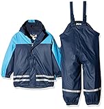 Playshoes Regenanzug-Set mit Fleece gefüttert, Jungen Matsch-Anzug 2-teilig, wind- und wasserdicht, Blau (Marine 11), 104