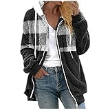 Darringls Teddyfleece Jacke Damen Kapuzenpullover Teddyfell Pullover mit Kapuze Kuschelpulli Flauschig Sweatshirt mit Fell Kuschelpullover Strick Teddypullover Winterpullover Warm Teddy