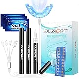 OUZIGRT Zahnaufhellung, Hochwertige Teeth Whitening Kit mit LED Blaulicht und 3 Aluminiumgehäuse Bleaching Gel für Bleaching Zähne & Weiße Zähne zu H