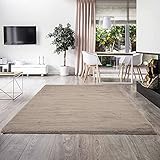 Estiva Hochflor Teppich Soft Touch Wohnzimmer Super Soft Einfarbig Felloptik, Beige in Versch. Größen und Farben Höhe:30mm (120 x 170 cm)