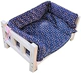 UIZSDIUZ Haustierbett Holz-Haustier-Bett mit abnehmbarem Matratze, Erhöhen bewegliches Haustier Kennel Leicht zu Assembl, for Labrador, Teddy, Katzenbett (Color : Style1, Size : M(L64×W41×H38cm))