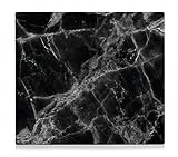 XL Glas Herdabdeckplatte Herdabdeckung Schneidebrett Abdeckplatte für Ceranfeld Design Marmor Schwarz Kochfeld Abdeckung Spritzschutz Herdb