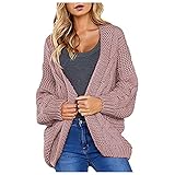 Strickjacke Cardigan für Damen Strickmantel Cardigan Grobstrickjacke Coarse Knit Loose Oversized Knitwear Sweater Coat Lange Strickjacke Cardigan aus Jersey Strickmantel Winter M