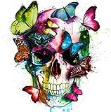 YSCOLOR Diamant Painting 5D DIY Diamant Malerei Cartoon Schädel Volle Runde Diamant Stickerei Schmetterling Kreuzstich Diamant Wandmalerei 30X30