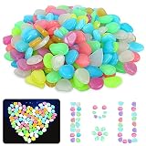 YISKY Bunt Leuchtsteine, 200 Stück Kieselsteine Leuchtende, Steine Leuchtende, Leuchtkiesel Floureszierende, Floureszierende Pebble Steine, für Aquarium, Garten, Gehweg Dekoration (Mischfarbe)
