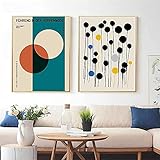 Abstrakte Geometrische Blau Grün Leinwand Malerei Bunte Kreis Linie Wandkunst Poster und Drucke Für Wohnzimmer Wohnkultur (16”x24”(40x60cm)x2Rahmenlos)