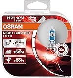 Osram Night Breaker Laser H7 next Generation, +150% mehr Helligkeit, Halogen-Scheinwerferlampe, 64210NL-HCB, 12V PKW, Duo Box (2 Lampen)