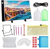 YFWUQI LED Licht Pad A4 mit Diamond Painting Zubehör, Einstellbare Helligkeit Diamant Painting Lichtplatten mit USB Kabel Abnehmbaren Ständer,Ideal für Diamant Malerei,Designen,Zeichnen Sk