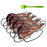 Your's Bath Rippchenhalter Grillen, BBQ Spareribs Sperrips Halter für Gril mit Pinsel und 6 Rippchen, Praktisches Grill zubehör für Gasgrills und Holzkohleg