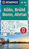 KOMPASS Wanderkarte Köln, Brühl, Bonn, Ahrtal: 4in1 Wanderkarte 1:50000 mit Aktiv Guide und Detailkarten inklusive Karte zur offline Verwendung in der ... (KOMPASS-Wanderkarten, Band 758)