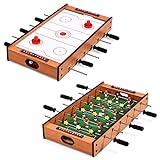 COSTWAY 2 in 1 Spieltisch, Multifunktionsspieltisch aus Holz, Multi-Spieltisch, Air Hockeytisch und Tischkicker, perfekt für Spielzimmer, Bars, Partys, für Erw