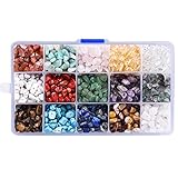 Edelsteine mit Loch -15 Farben Edelsteinperlen Naturform Heilsteine mit Bohrung zum Basteln, für Auffädeln DIY Armbänder Halskette Schmuck