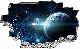 DesFoli Weltraum Erde Space Weltall Galaxy Planeten 3D Look Wandtattoo 70 x 115 cm Wand Durchbruch Wandbild Sticker Aufkleber C225