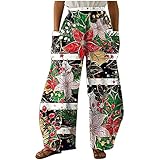 Damen Haremshose Weihnachtshose Schneemann Pumphose Aladinhose Frauen Weihnachtsmotiv Freizeithose Hohe Taille Elch Druck Fitnesshose Jogginghose Sweatpants Weihnachten Streetwear für Sport, Party
