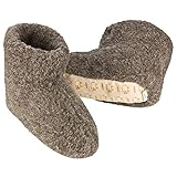 Heller Vertrieb 100% Reine Schafwolle Hausschuhe Wollhausschuhe Hüttenschuhe Stiefel (Gr. 36-47) Damen Herren - Dunkelgrau/Braun, Dunkelgrau Braun, 40/41 EU W