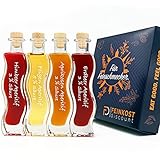 PremiumBOX Geschenkset & Probierset | 4 x 100ml Essig | Mann und Frau | Erdbeer Essig - Aprikosen Essig - Feigen Essig - Himbeer Essig | Feinkost S
