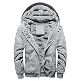 Vexiangni Sweatjacke mit Reißverschluss Winter Fleece Warme übergangsjacke Winddicht Kapuzenpulli Kapuzenjacke Fleece-Innenseite Dicker Herrenjacke Oversized H