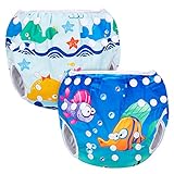 Luxja Schwimmwindel Baby, 2 Stück Schwimmhose für Baby, Junge, Mädchen (0-3 Jahr), One Size Badewindelhosen, Wiederverwendbare Schwimmwindeln Einstellbare für Kleink