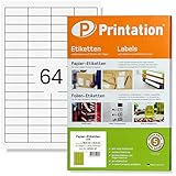 Universal selbstklebende Etiketten 48,5 x 16,9 mm - 1600 Sticker weiß - 25 A4 Bogen à 4x16 48,5x16,9 Labels - 3667
