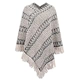 KXZD Damen Einfarbige Strickschal Herbst Winter Feinstrick Umhang Damen Umhängetuch Ärmellos Pullover Größe Strickschal Umhang Lose Pullover Mantel Weibliche All-Match Lässige Ob