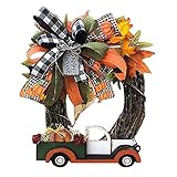 GGW Vintage Bauernhaus Kürbis LKW Kranz Herbst Natur Dekoration Künstliche Herbst Herbst Kranz Ernte Thanksgiving Türkranz Für Wohnk