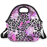 Leopard Rosa Isolierte Lunchtasche Lunchpaket Lunchbag Isoliertasche Mit Reißverschluss Tragbar Picknick-Handtasche Geeignet für Büros und Schulen white Einheitsgröß