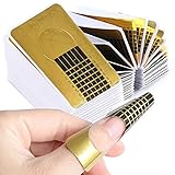 Nagel-Schablonen,Modellier-Schablone selbstklebend für Gel-Nägel & Nagel-Verlängerung Golden Schablonen (100 Stück)