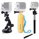 TEKCAM Selfie Stick Schwimmgriff Saugnapf Action-Kamera-Kits Kompatibel mit Gopro Hero 8 7 6 / AKASO EK7000 / APEMAN / Campark / Victure / Crosstour 4K Wasserdichtes Sport-Action-Kamera-Zubehö