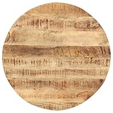 vidaXL Mangoholz Massiv Tischplatte Massivholzplatte Holzplatte Ersatztischplatte Holz Platte für Esstisch Esszimmertisch Rund 15-16mm 80