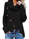 GOSOPIN Damen Pullover lose Pullis Langarm Oberteil Rollkragen Outwear S-XXL, Schwarz #1, XXL
