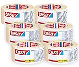 tesa Malerband UNIVERSAL im 6er Pack - Vielseitiges Klebeband für Malerarbeiten ohne Lösungsmittel - rückstandslos entfernbar - Breit - 6 Rollen je 50