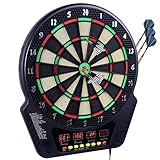 SHENGTUO Elektronische E Dartscheibe Dartautomat mit 6 Dartpfeile 27 Spielen und 243 Varianten (Schwarz)