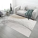 Wohnzimmer Teppich,Beige braun graues Federmuster Teppiche Modern, Tepiche fürs Wohnzimmer, Schlafzimmer, Esszimmer oder Kinderzimmer Größe:160 x 230