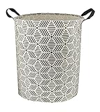 GOSMAO Runder Wäschekorb Stoffkorb,Freistehender Home Organizer Bin für Wäsche Geometrisch M(50cm*40cm)