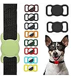 Hund Katzenhalsband Loop Anti-Lost Locator, Schutzhülle für Airtags Finder Scratch Pet Loop Holder, Einstellbare Anti-Lost GPS Tracking Hund Katzenzubehör (Gelb+Grün)