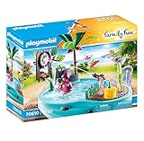 PLAYMOBIL Family Fun 70610 Spaßbecken mit Wasserspritze, Zum Bespielen mit Wasser, Ab 4 J