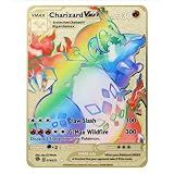 Charizard Vmax personalisierbare Metallkarte (Regenbogen-Gold, Pokemon-Karte) – Buntes C